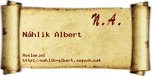 Náhlik Albert névjegykártya